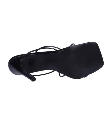 Womens/ladies Leather Strappy Lightweight High Heel Sandals Black Where´s That From