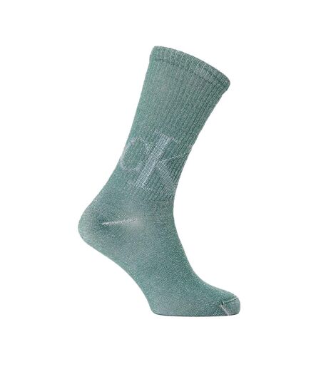 Unisex Adult Monogram Crew Socks Dark Green White Calvin Klein