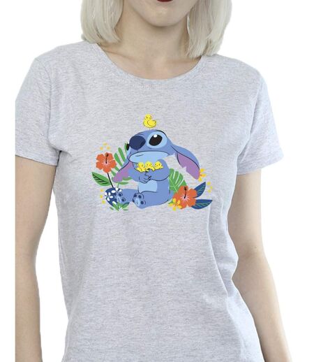 Disney T-shirt en coton motif oiseaux Lilo & Stitch Femme/Femme (Gris sportif) - UTBI25900