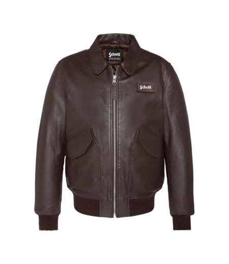 Blouson cuir marron homme schott lcjet - 3xl
