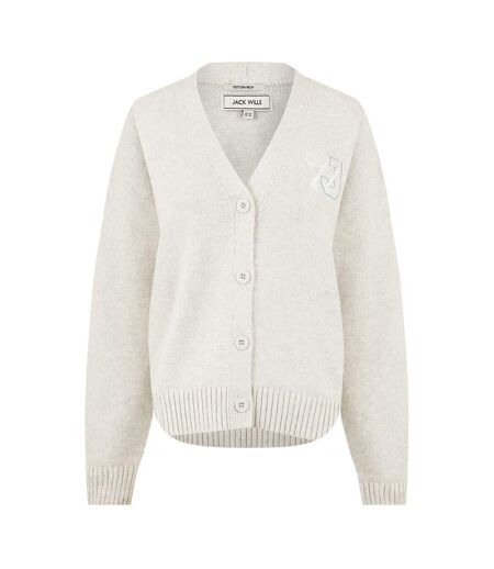 Womens/ladies Knitted V Neck Cardigan Light Heather Jack Wills