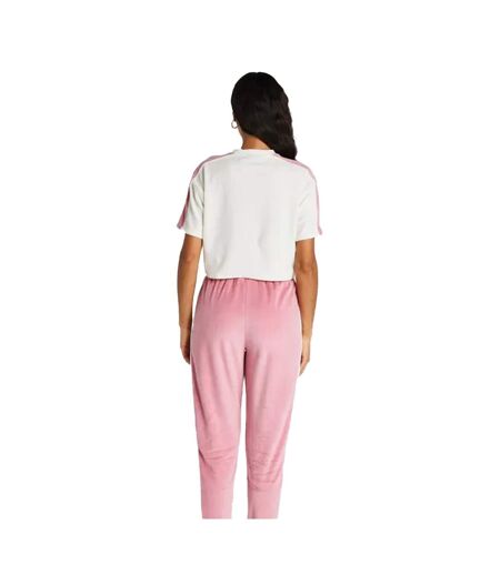 Womens/ladies Velour Crop T-shirt Ecru SikSilk