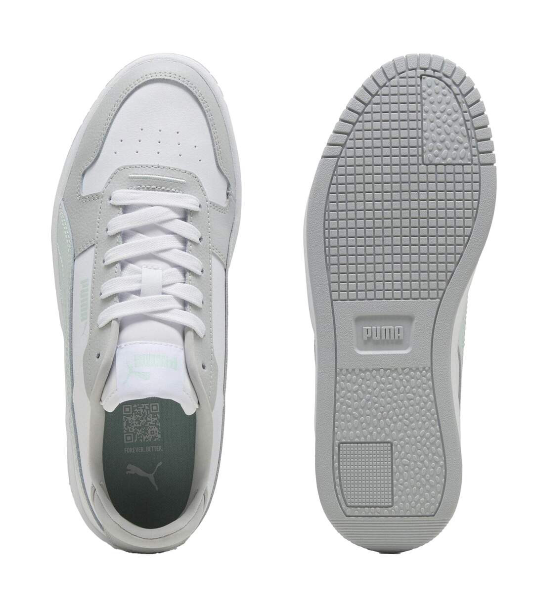 Womens/ladies Carina Street Leather Platform Trainers White Blue Grey Puma-3