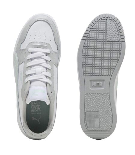 Womens/ladies Carina Street Leather Platform Trainers White Blue Grey Puma