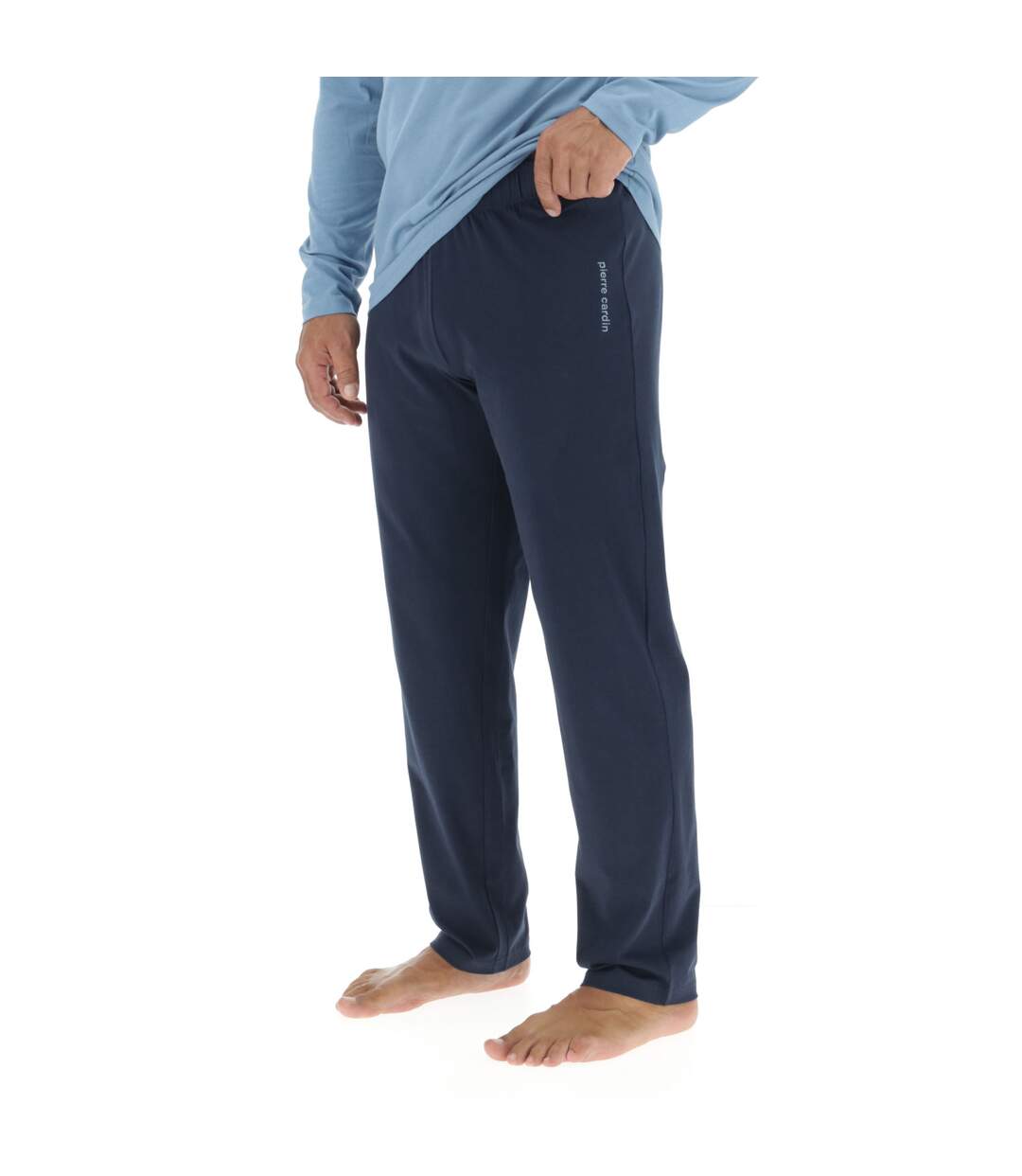 Ensemble Pyjama long homme en coton uni Logo poitrine Pierre Cardin-4