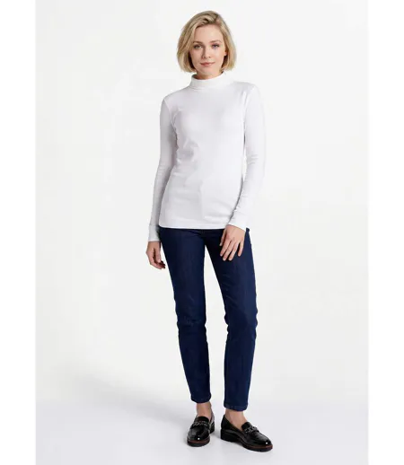 Sous-pull chaud col roulé maille interlock unie
