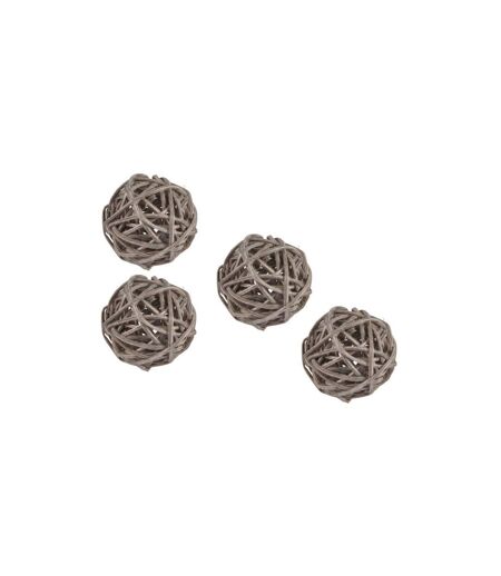 Lot de 10 Boules Décoratives Rotin 3cm Gris Clair