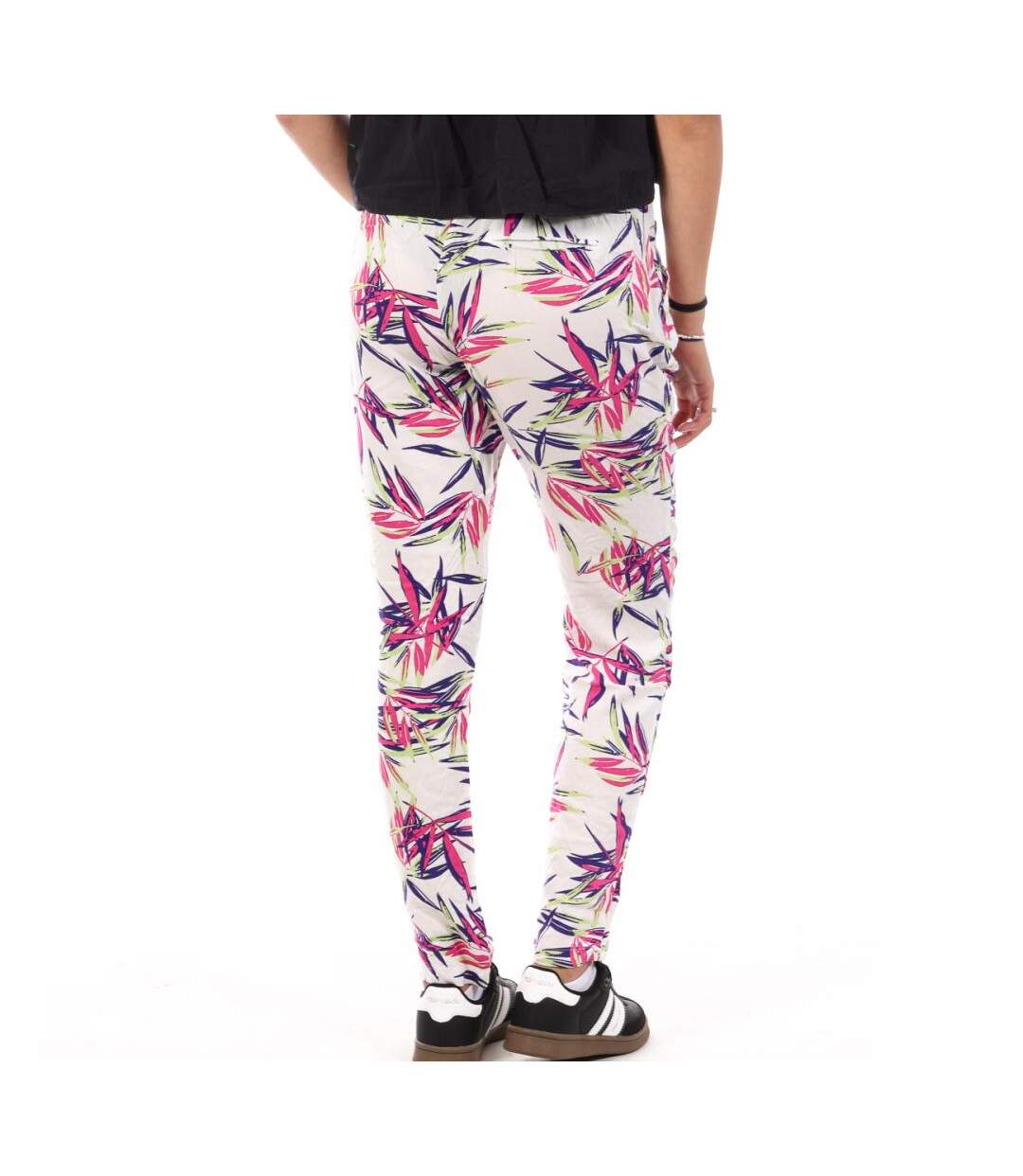 Pantalon Blanc/Rose/Vert à Motifs Femme Only - 34