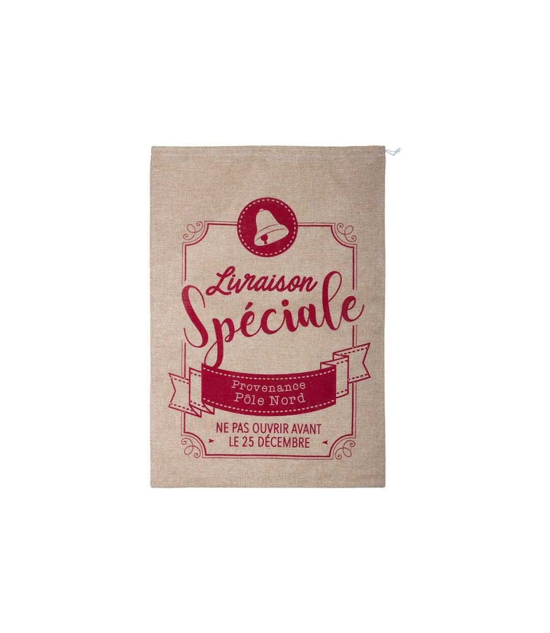 Hotte de Noël Imprimée Jute 70cm Rouge & Naturel-1