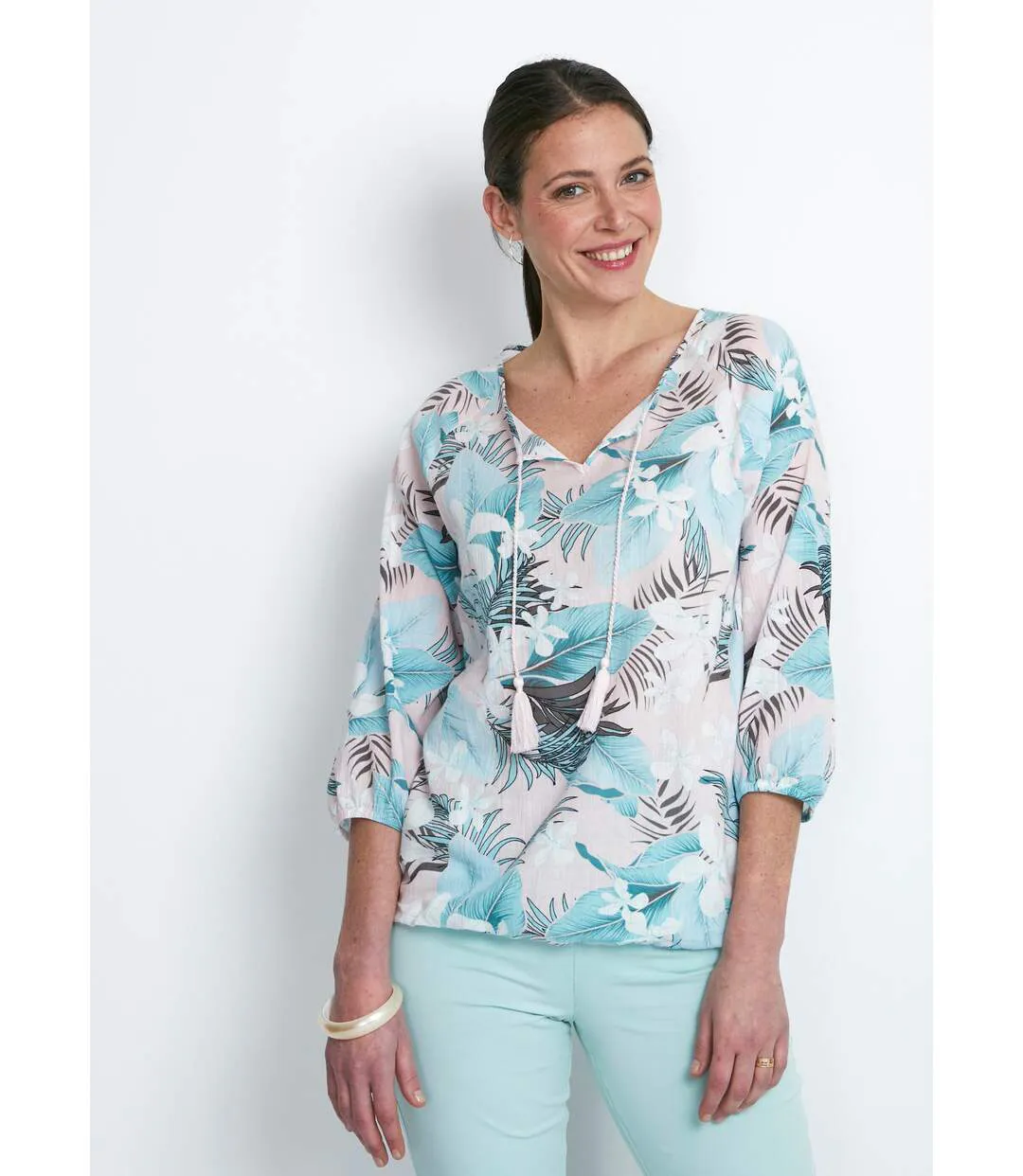 Tunique manches 3/4 voile-1