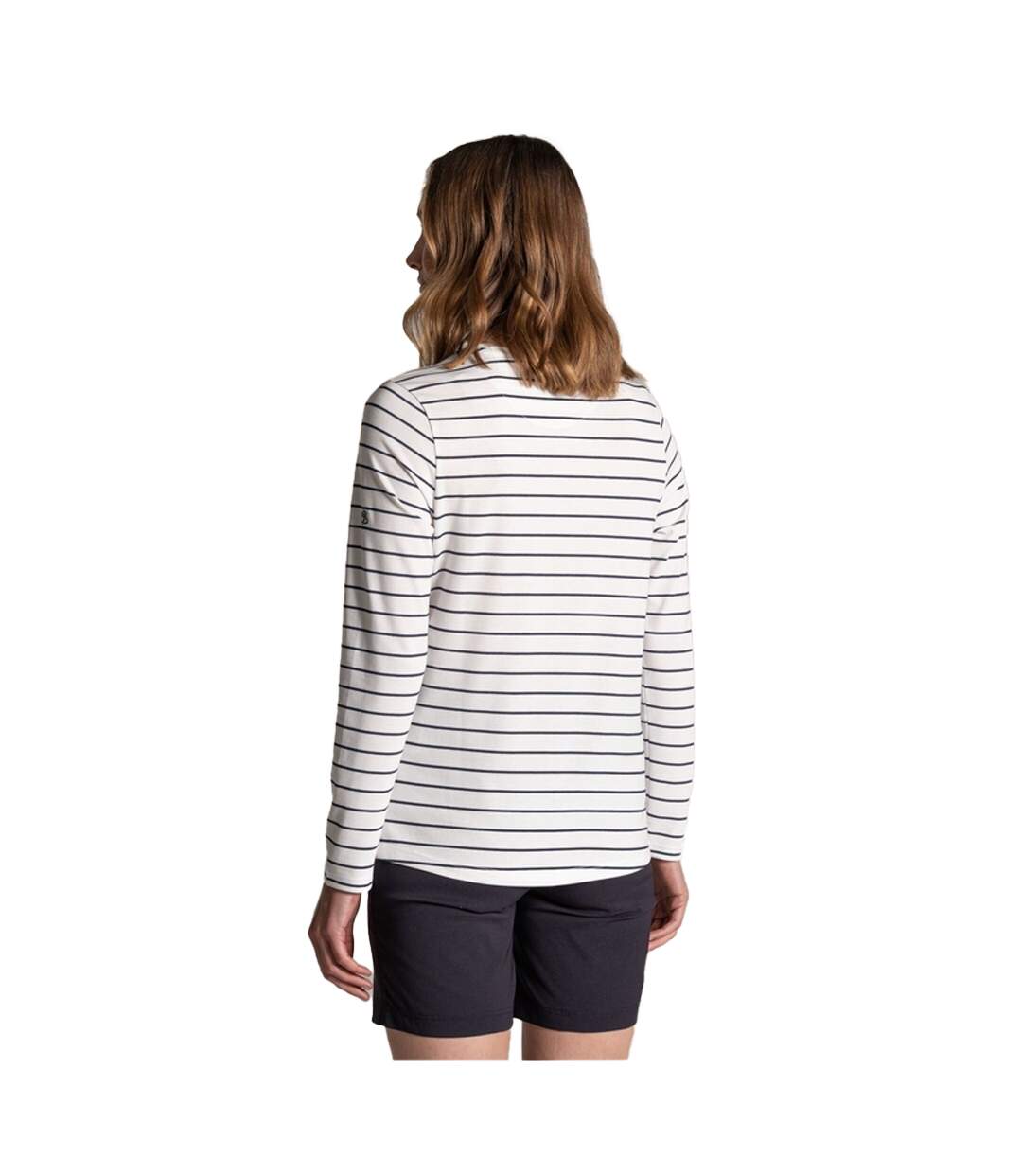 T-shirt Manches Longues Motif/style Rayé Akona Femme Blanc Bleu Marine Craghoppers-3