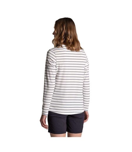 T-shirt Manches Longues Motif/style Rayé Akona Femme Blanc Bleu Marine Craghoppers