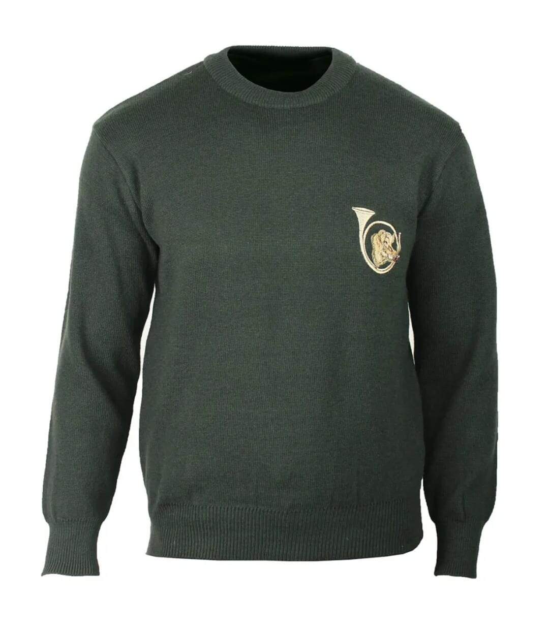 Pull Ras du Cou Homme Ledertys Kaki avec Broderie Sanglier-2