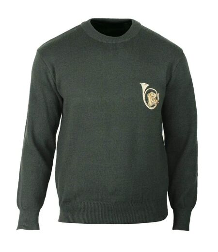 Pull Ras du Cou Homme Ledertys Kaki avec Broderie Sanglier