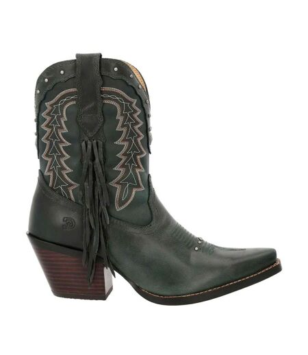 Womens/ladies Crush Full Grain Leather Ankle Western Boots Saddle Brown Denim Blue Durango