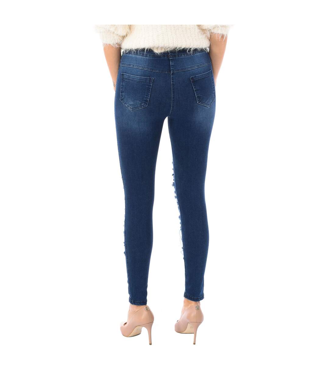 Women's long denim pants style legging made of elastic fabric D2001-3