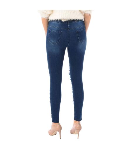 Women's long denim pants style legging made of elastic fabric D2001