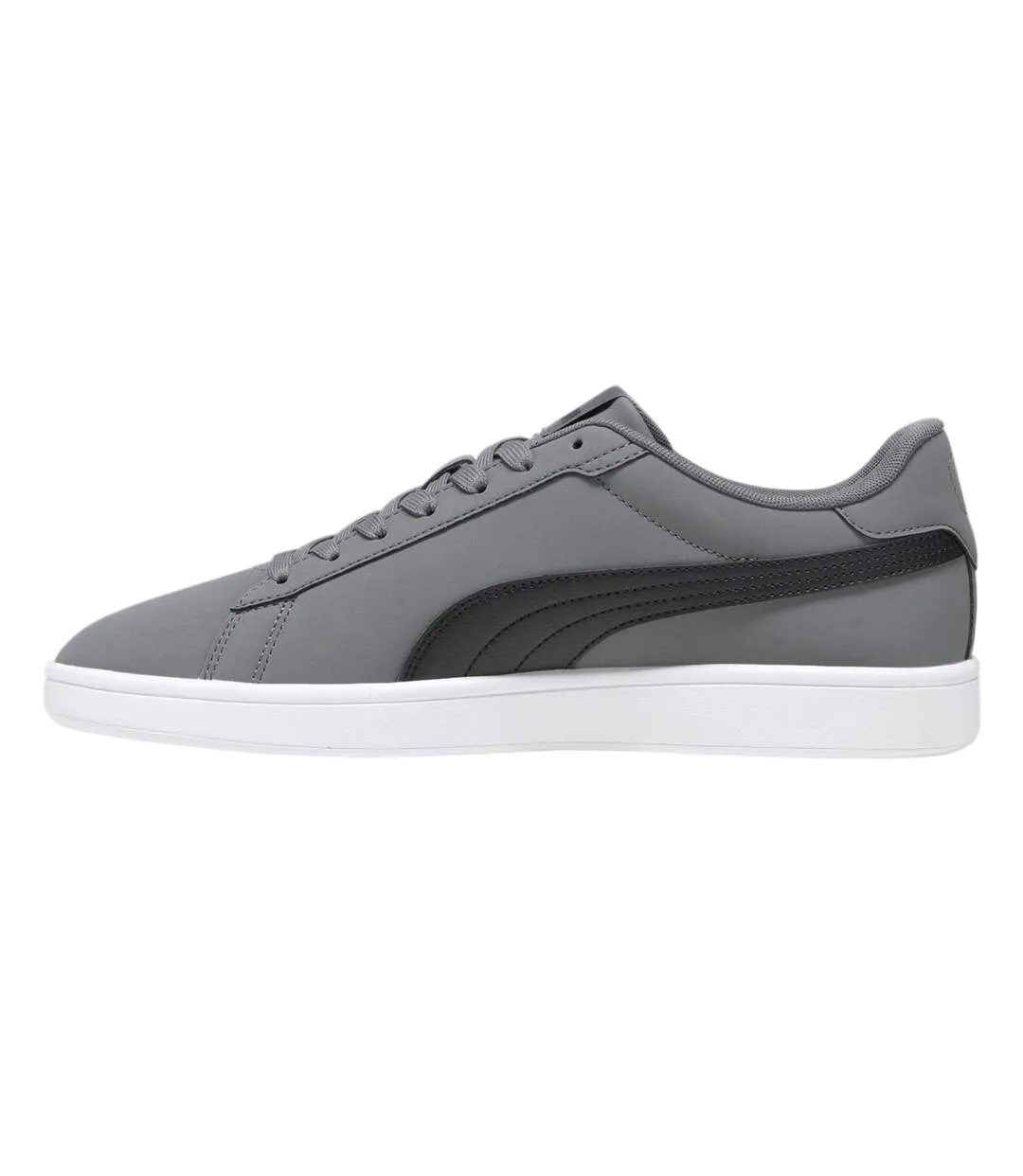 Mens Smash 3.0 Synthetic Nubuck Low Flat Trainers Grey Black White Puma-2