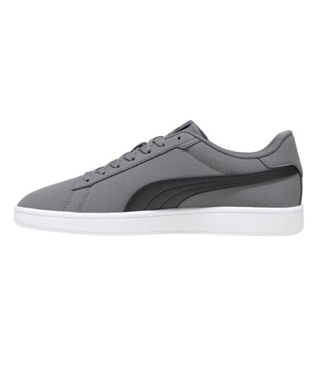 Mens Smash 3.0 Synthetic Nubuck Low Flat Trainers Grey Black White Puma