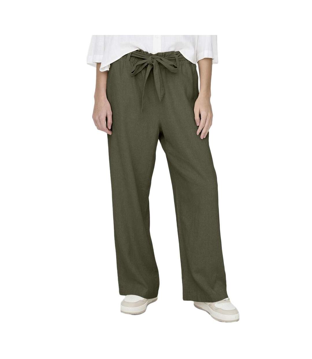 Pantalon en lin kaki femme jdy say - 34-1