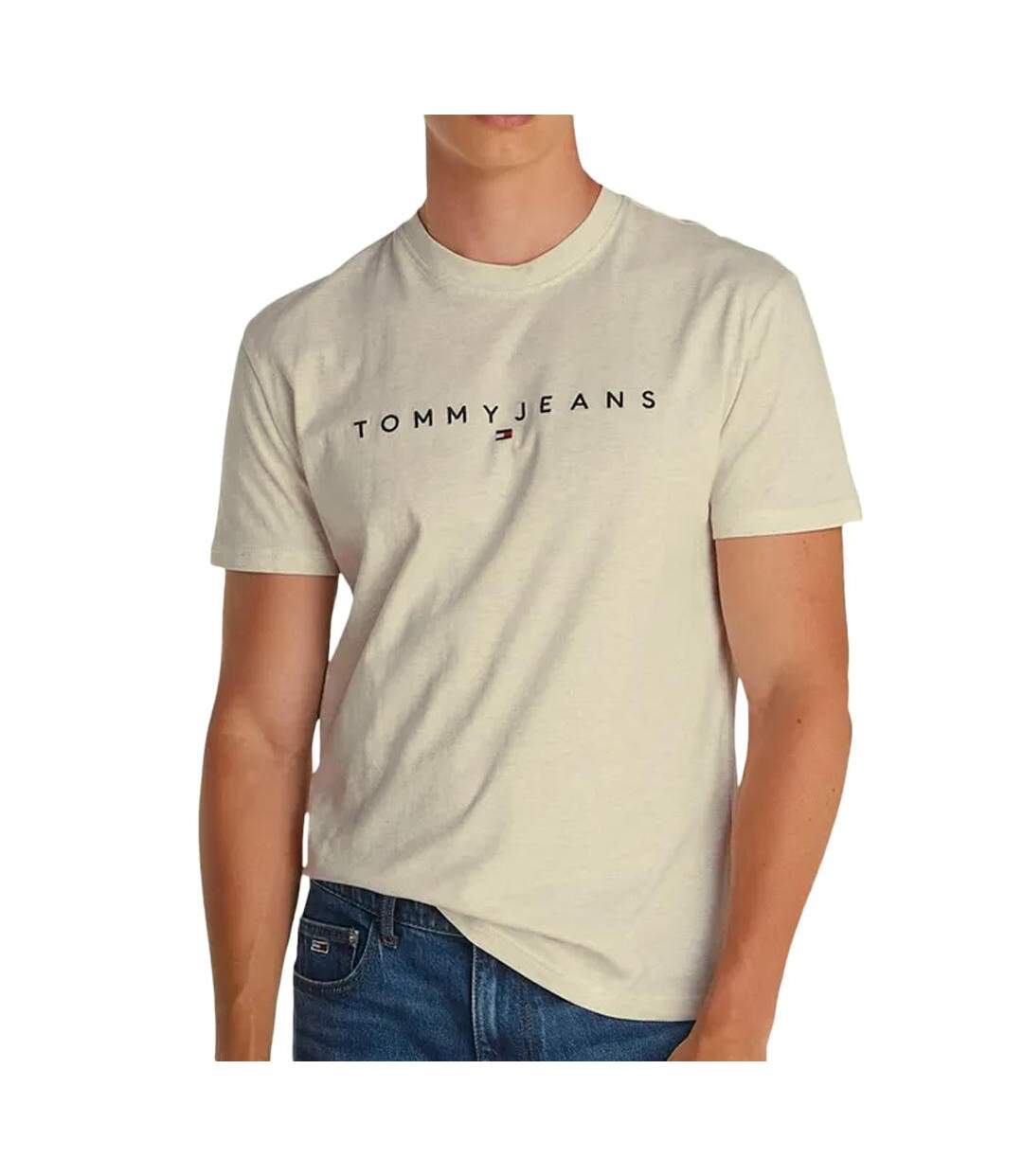 T-Shirt écru homme tommy hilfiger reg linear - l-1
