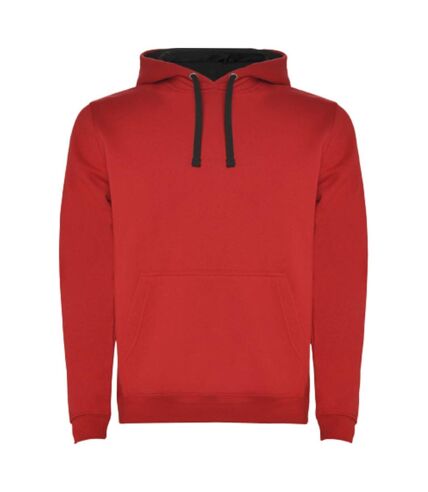 Sweat à capuche urban homme rouge / noir uni Roly