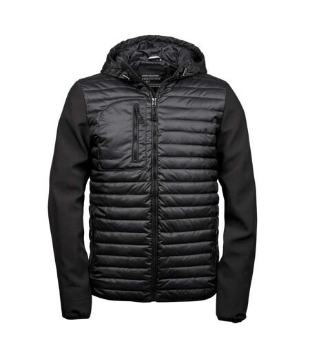 Teejays Mens Hooded Full Zip Crossover Jacket (Black) - UTBC3836