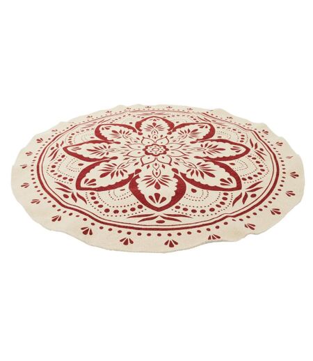Tapis Rond Imprimé Mandala 120cm Terracotta