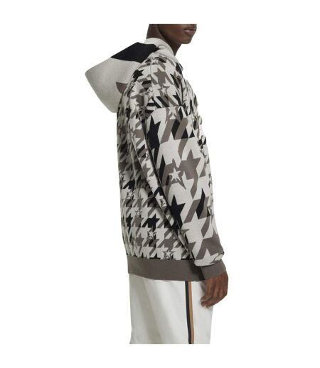 Sweat À Capuche Motif/style Pied-de-poule Homme Beige Boss