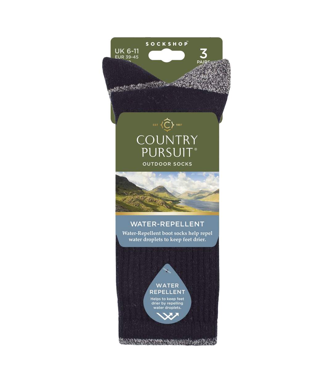 Country Pursuit - 3 Paires de Chaussettes Homme Imperméables Rembourrées Douces-2
