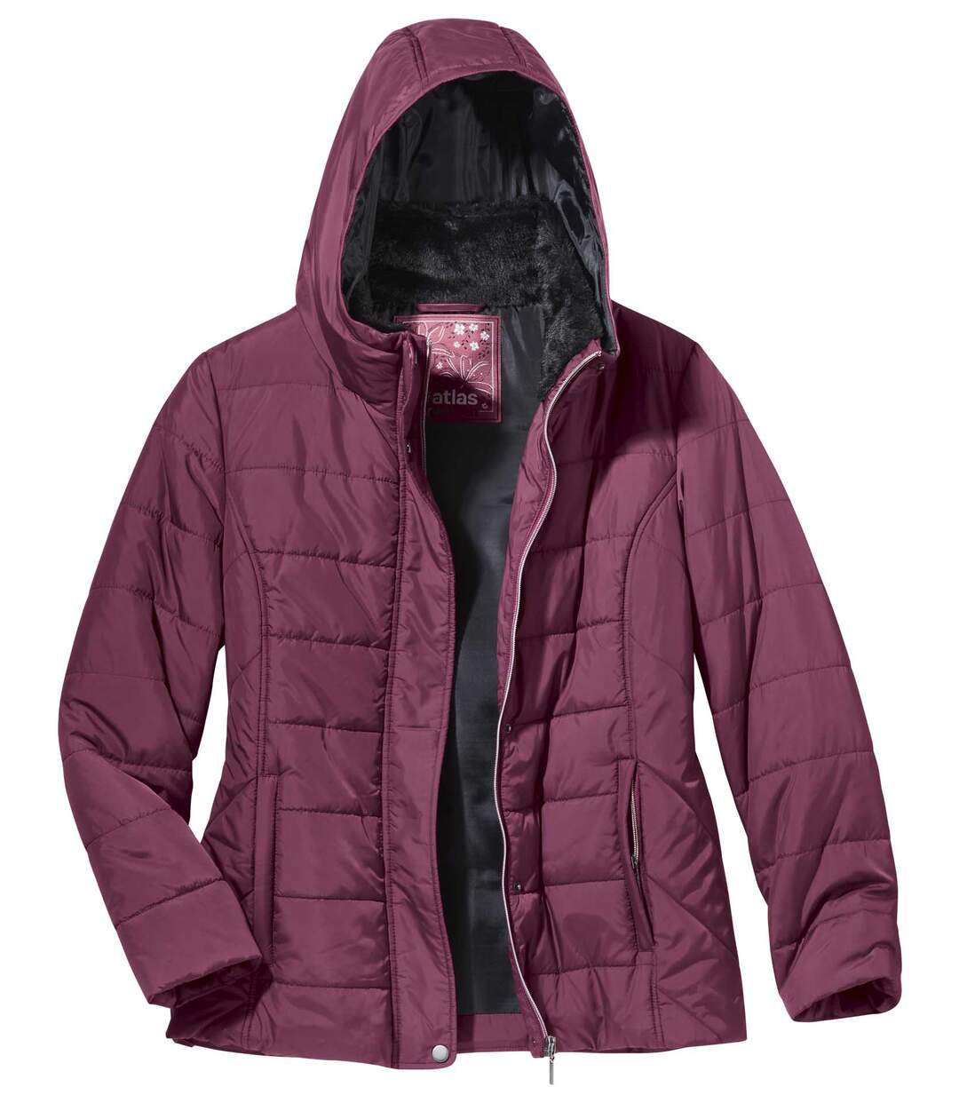 Prošívaná bunda s kapucí a límcem z umělé kožešiny Atlas For Men