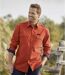 Men's Orange Aviator Shirt - Long Sleeves