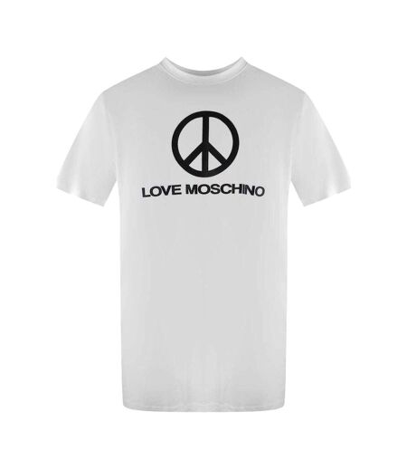 Mens Peace Symbol T-shirt White Love Moschino
