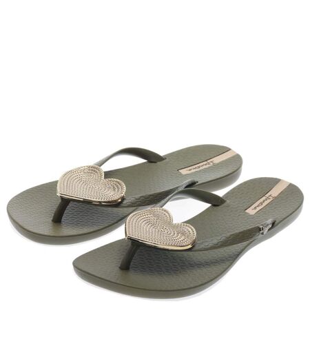 Womens/ladies heart maxi sandals khaki green Ipanema