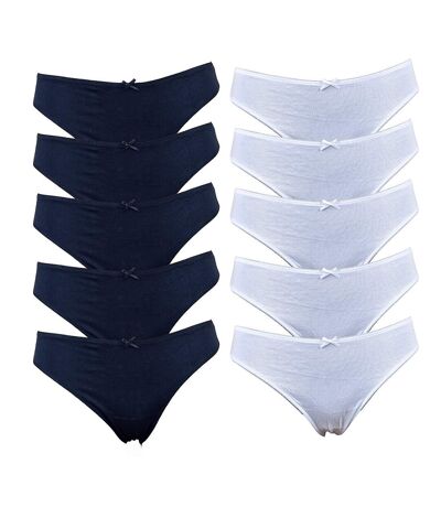 Culottes Femme INFINITIF Confort Qualité supérieure -Boxer, Shorty, String Culottes Unies Pack de 10 Noir Blanc en Coton