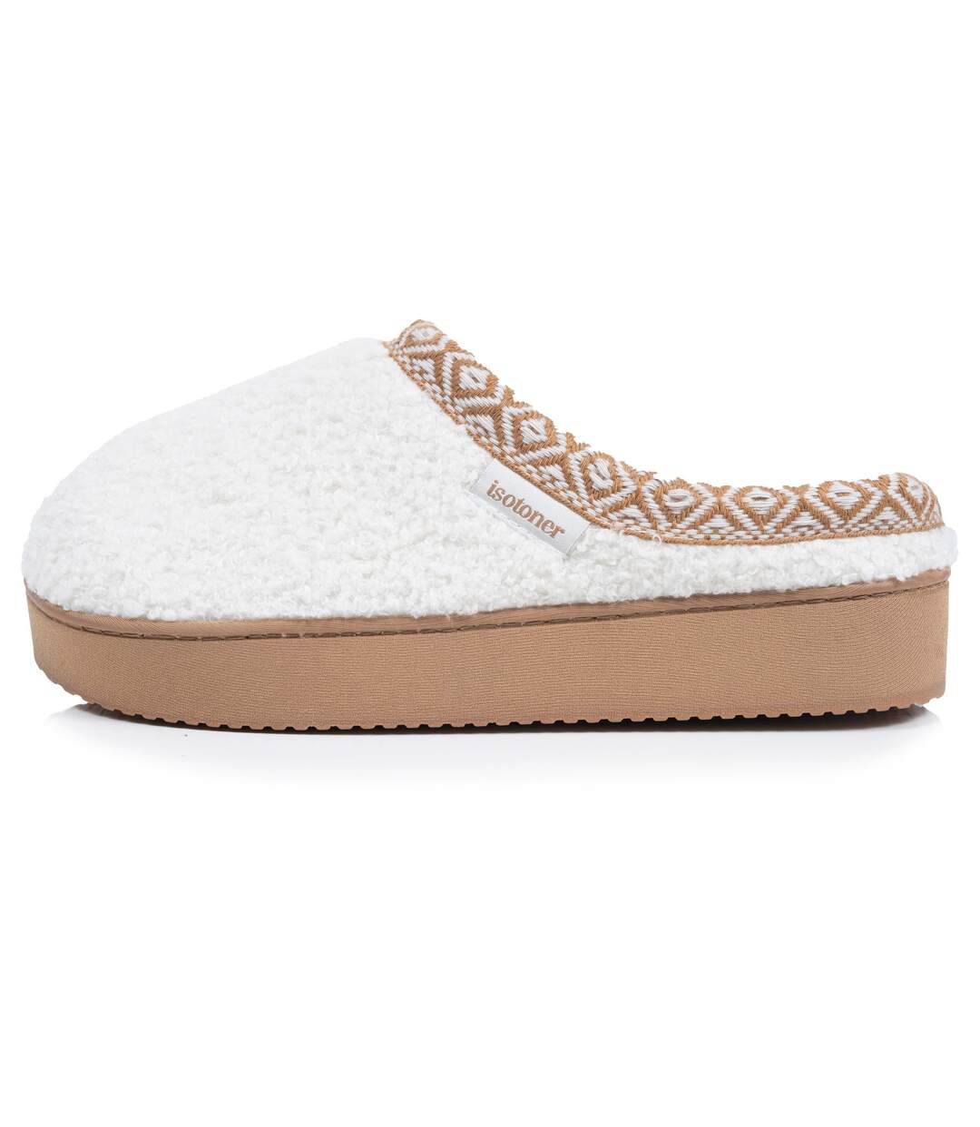 Isotoner Chaussons Mules femme suédine à semelle compensé de 3,5 cm, confort-4