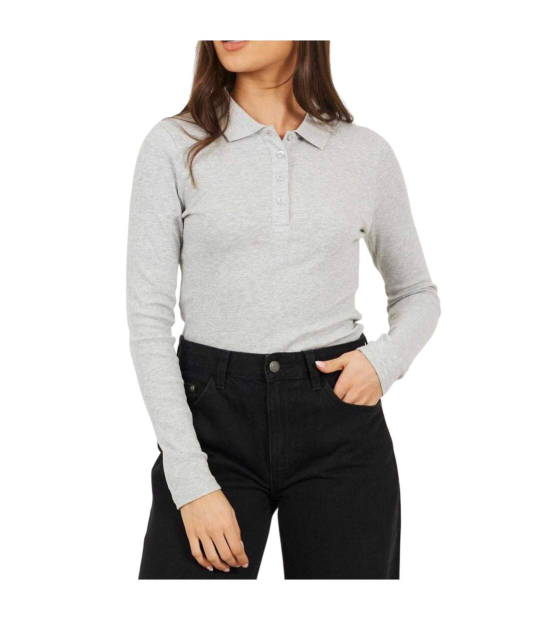 Polo Femme Gris Chiné Brave Soul-2