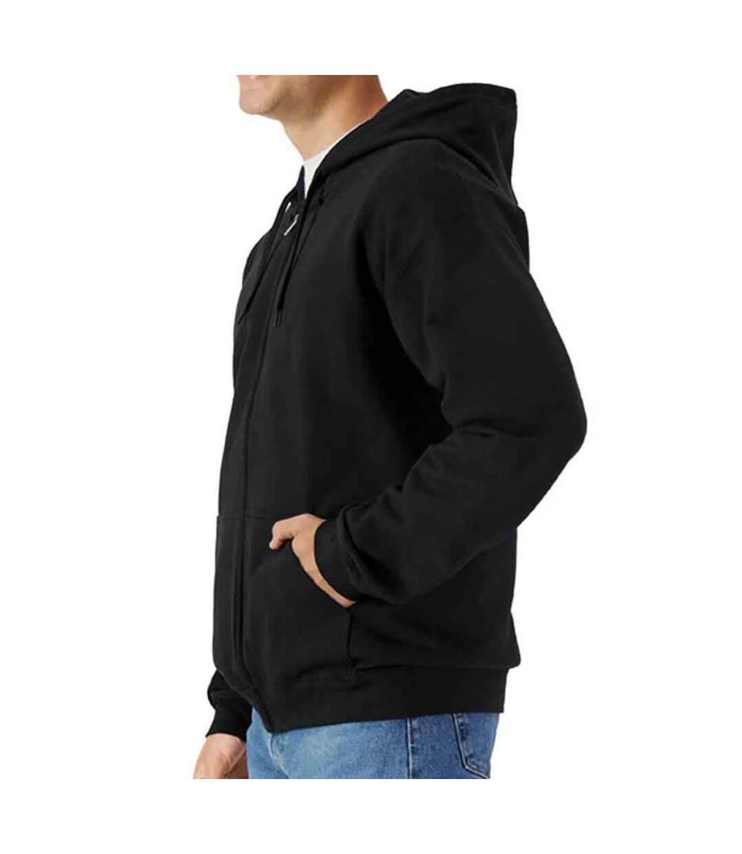 Mens Softstyle Midweight Full Zip Hoodie Black Gildan-3