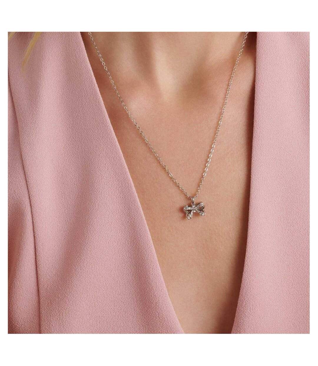 Crestra Crystal Bow Necklace One Size Silver Ted Baker-4