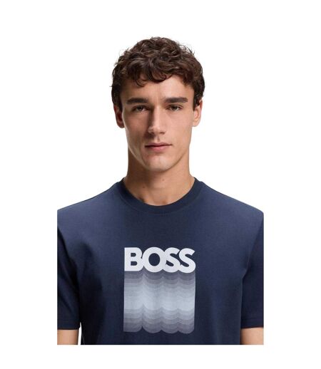 Mens Insignia Logo T-shirt Open Blue Boss