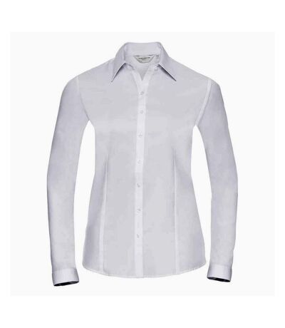 Russell Collection Womens/Ladies Herringbone Long-Sleeved Formal Shirt (White) - UTPC5801
