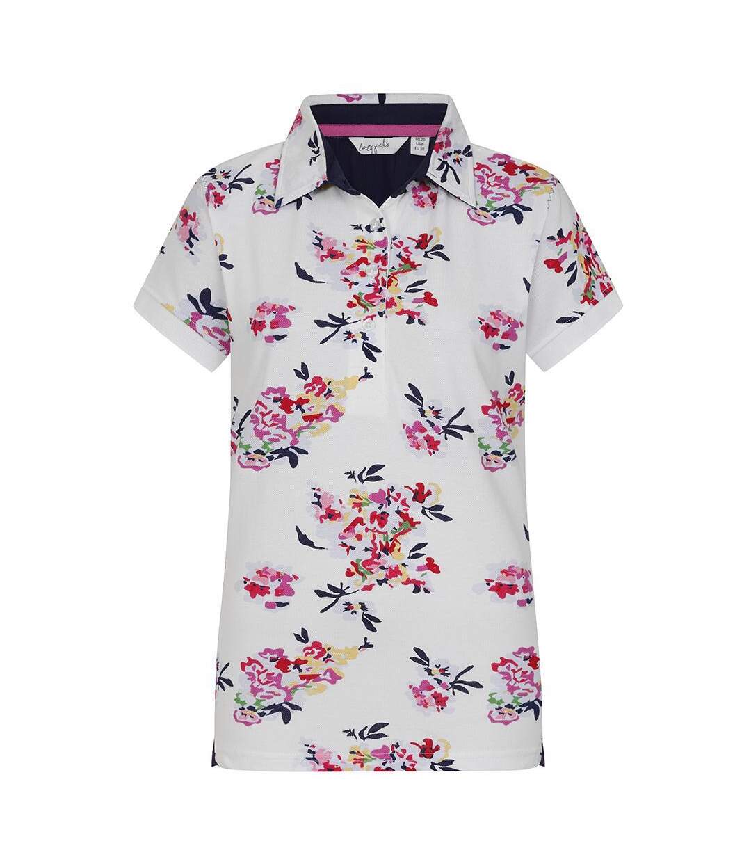 Polo Motif/style Fleurs Sauvages Femme Blanc Lazy Jacks-3