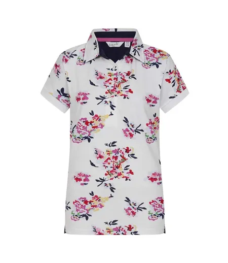 Polo Motif/style Fleurs Sauvages Femme Blanc Lazy Jacks