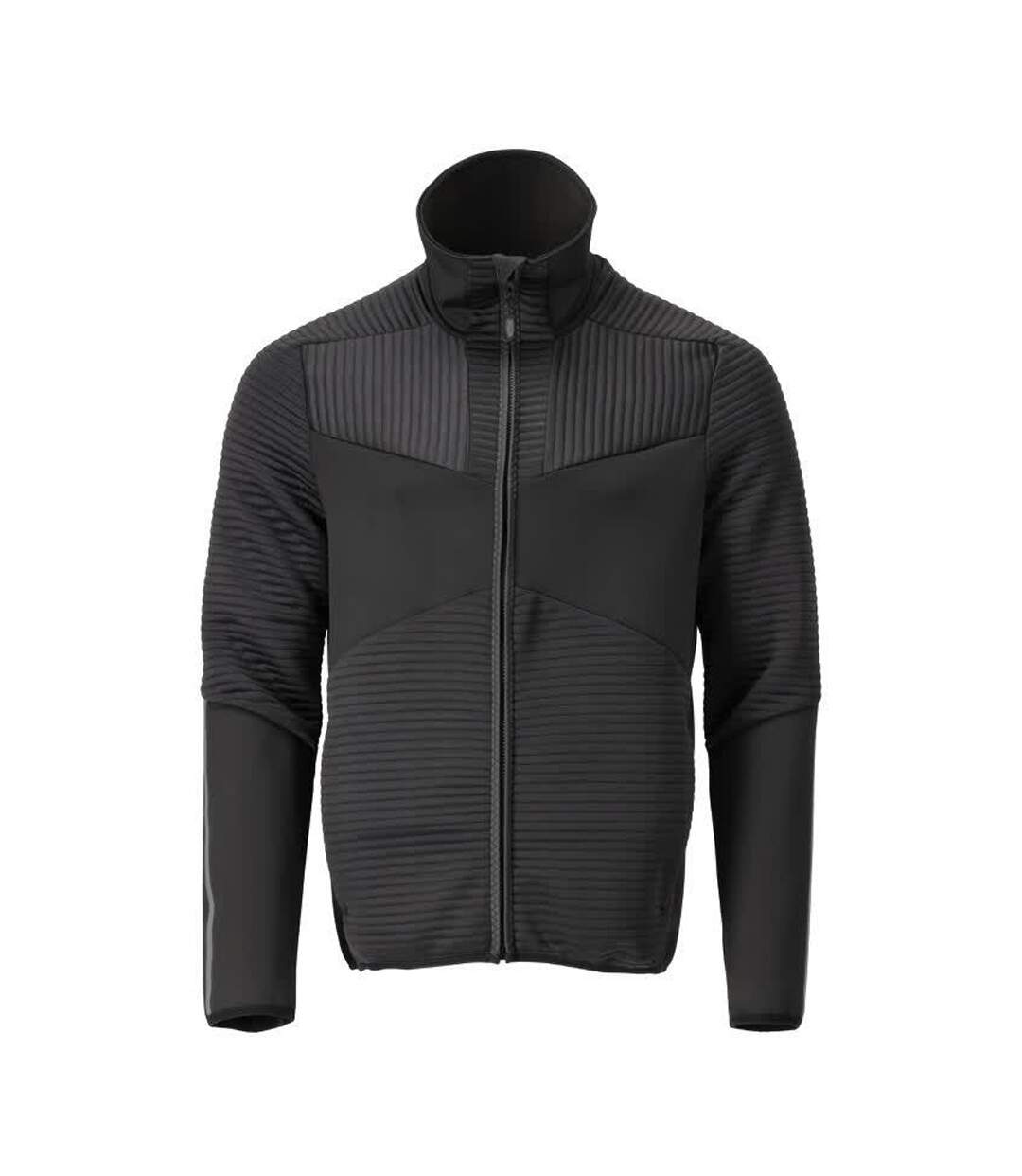 Mens Customised Striped Fleece Jacket Black Mascot-1