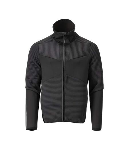 Mens Customised Striped Fleece Jacket Black Mascot