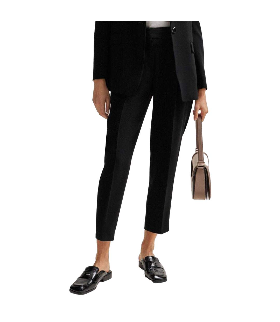 Womens/ladies Tapia Belted Regular Trousers Black Boss-3