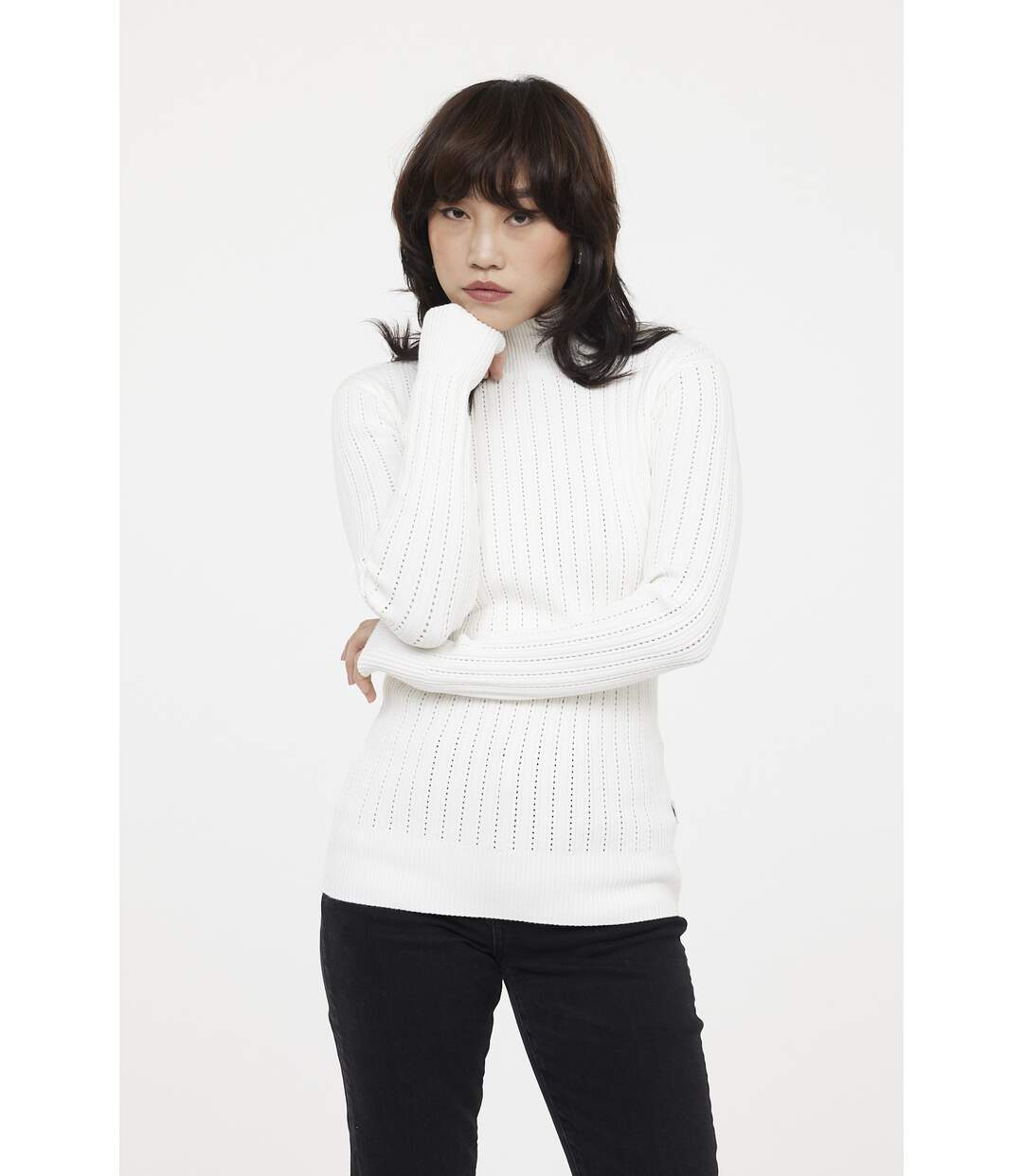 Pull manches longues viscose slim COSPIA-1