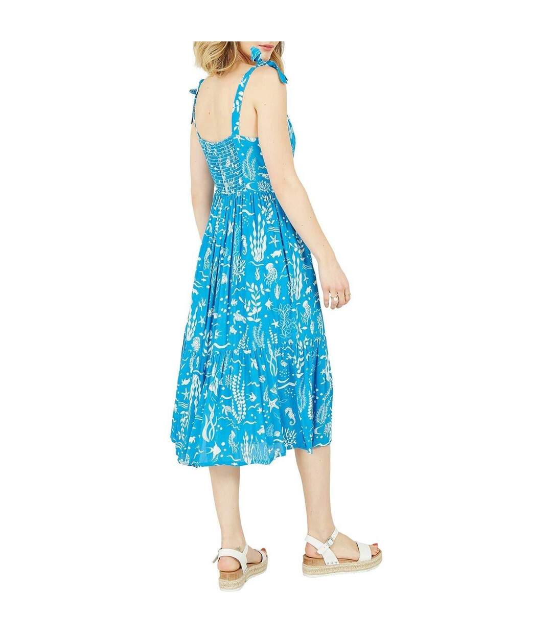 Robe À Bretelles Sans Manches Motif/style Vie Aquatique Femme Bleu Yumi-3