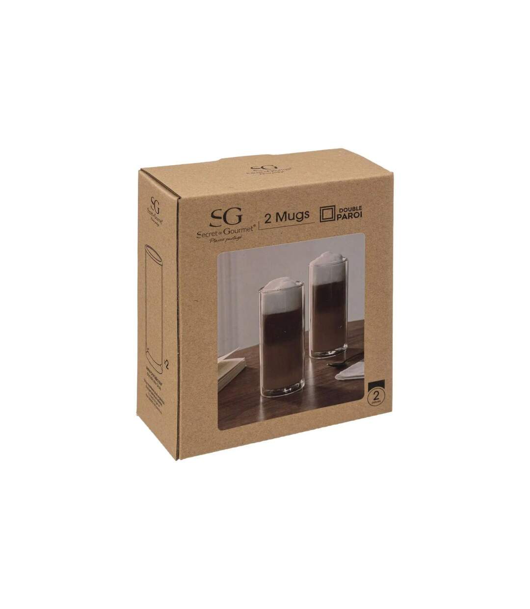 Lot de 2 Mugs Double Paroi Cleo 35cl Transparent-2