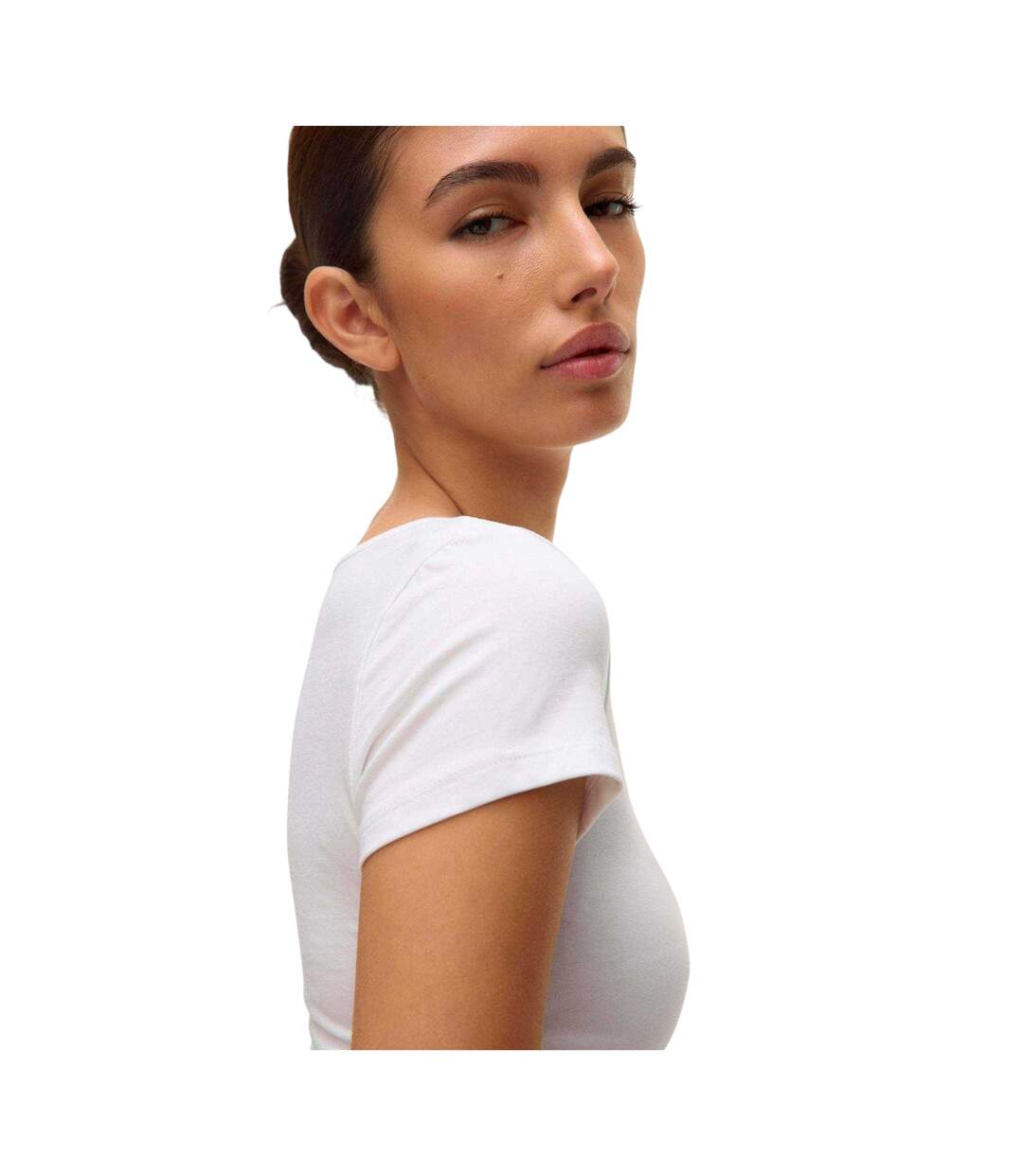 T-shirt Motif/style Uni Femme Blanc Vif Vero Moda-4